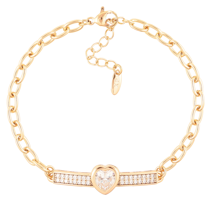 Браслет Xuping Позолота 18K Цепочка и вставка с сердечком и цирконием размер с доп.цеп.17-20.5см х 4мм фото №1