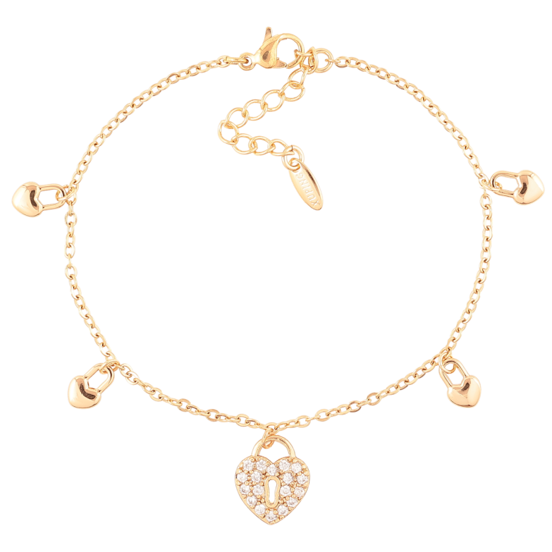 Браслет Xuping Позолота 18K «Ланцюжок з підвісками сердечка» розмір з доп.цеп.17-20.5см х 1.5мм фото №1