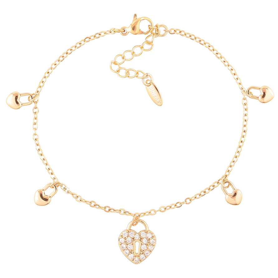 Браслет Xuping Позолота 18K Цепочка с подвесками сердечки размер с доп.цеп.17-20.5см х 1.5мм фото №1