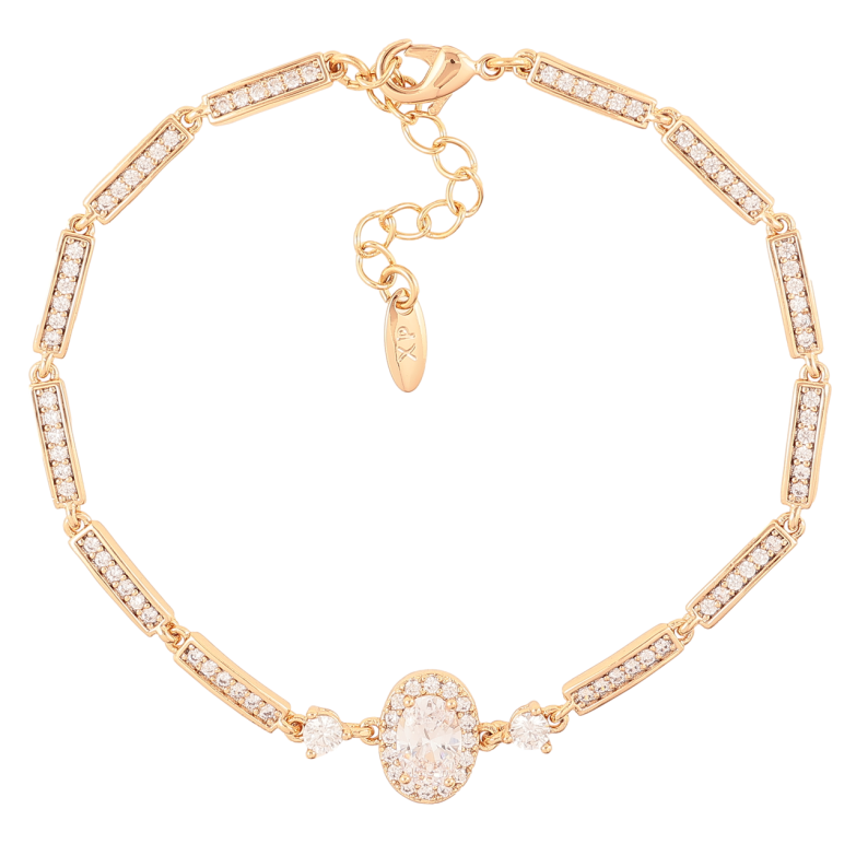 Браслет Xuping Позолота 18K Дорожки циркония с кристальной вставкой размер с доп.цеп.17.5-20.5см х 2.5мм фото №1