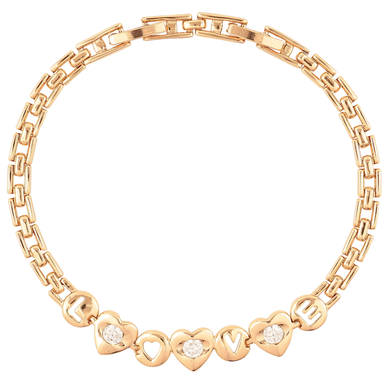 Браслет Xuping Позолота 18K Браслетне плетіння із вставкою Love розмір з доп. замком 17.5,19.5см х 4мм фото №1 Браслет Xuping Позолота 18K Браслетне плетіння із вставкою Love розмір з доп. замком 17.5,19.5см х 4мм фото №1
