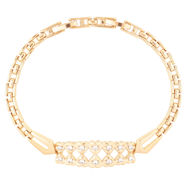 Браслет Xuping Позолота 18K Браслетне плетіння із вставкою серця розмір з доп. замком 17,19см х 4мм фото №2 Браслет Xuping Позолота 18K Браслетне плетіння із вставкою серця розмір з доп. замком 17,19см х 4мм фото №2