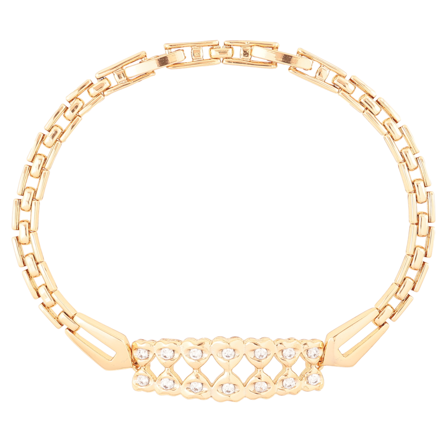 Браслет Xuping Позолота 18K Браслетное плетение с вставкой сердечки размер с доп. замком 17,19см х 4мм фото №1 Браслет Xuping Позолота 18K Браслетное плетение с вставкой сердечки размер с доп. замком 17,19см х 4мм фото №1