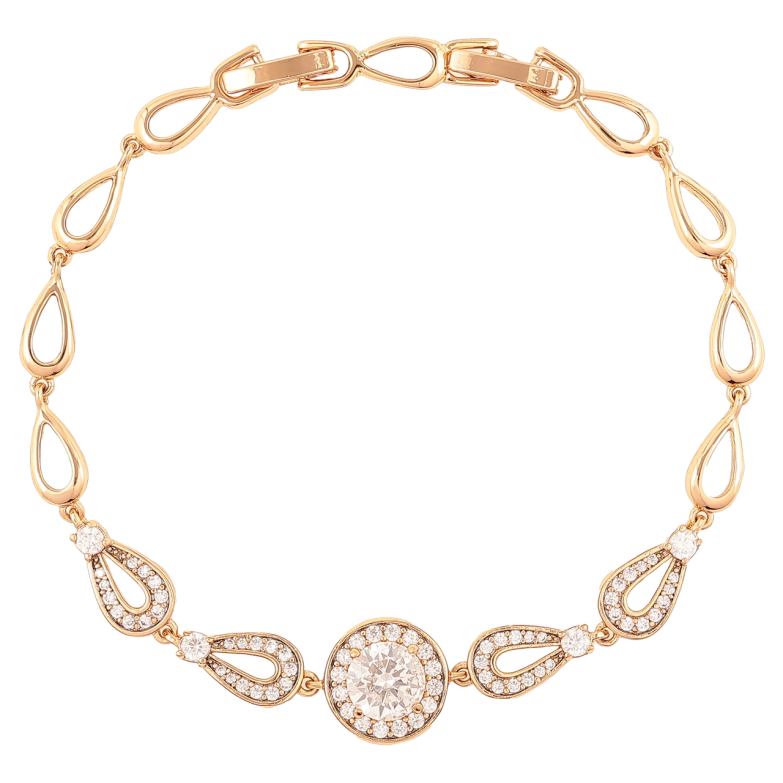 Браслет Xuping Позолота 18K Капеподібні ланки з цирконієм розмір з доп. замком 17.5,19.5см х 5мм фото №1 Браслет Xuping Позолота 18K Капеподібні ланки з цирконієм розмір з доп. замком 17.5,19.5см х 5мм фото №1