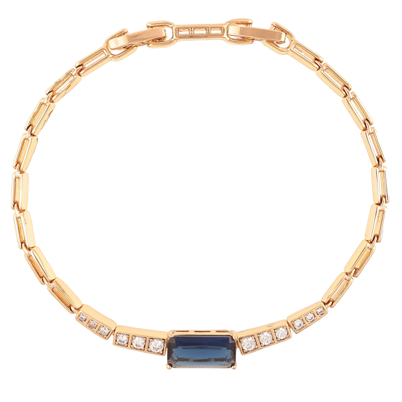 Браслет Xuping Позолота 18K Узор с цирконием и синим фианитом размер с доп. замком 17,19см х 2мм фото №1