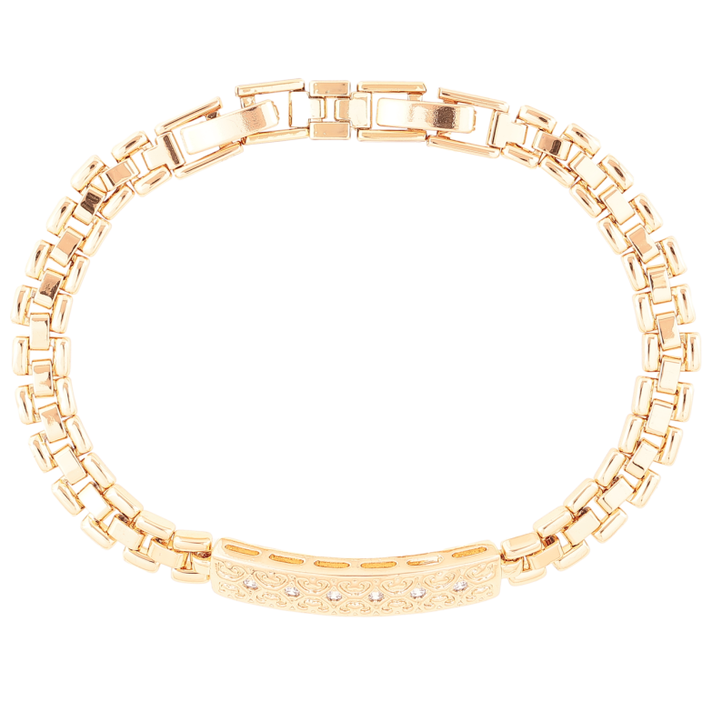 Браслет Xuping Позолота 18K Браслетное плетение с вставкой размер с доп. замком 17.5,19.5см х 6мм фото №1