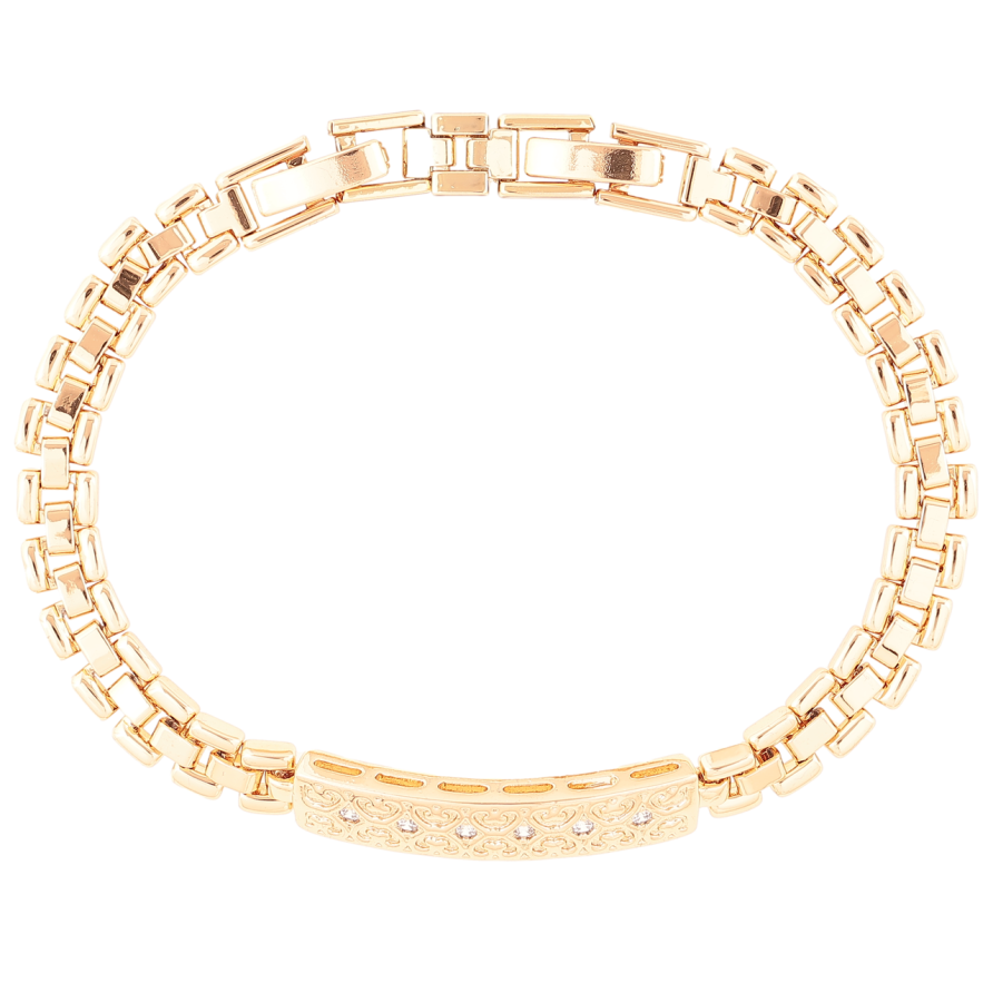 Браслет Xuping Позолота 18K «Браслетне плетіння з вставкою» розмір з доп. замком 17.5,19.5см х 6мм фото №1