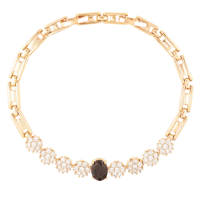 Браслет Xuping Позолота 18K «Кришталеві квіточки з чорним фіанітом» розмір з доп. замком 17.5,19.5см х 4мм фото №1