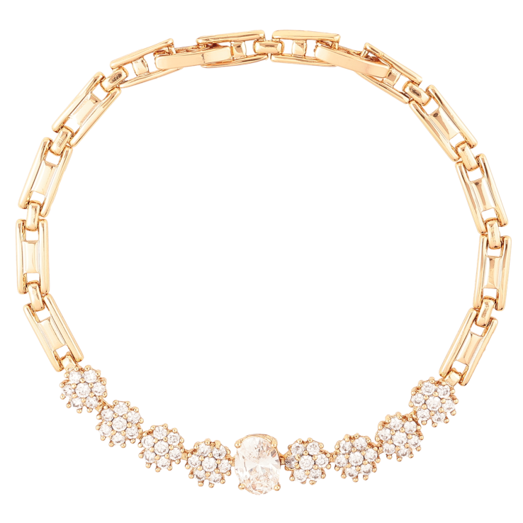 Браслет Xuping Позолота 18K «Кришталеві квіточки з фіанітом» розмір з доп. замком 17.5,19.5см х 4мм фото №11