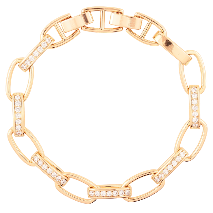 Браслет Xuping Позолота 18K Звенья с дорожками циркония размер с доп. замком 17.5,19см х 3-8мм фото №24