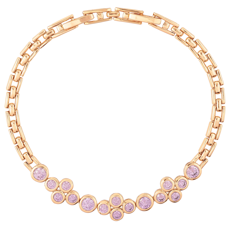 Браслет Xuping Позолота 18K «Вставка з бузкових фіанітів» розмір з доп. замком 18.5,20.5см х 4мм фото №20