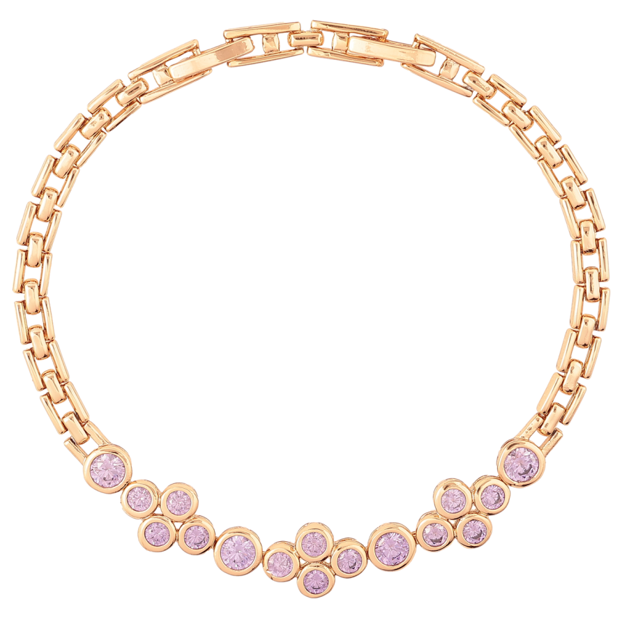 Браслет Xuping Позолота 18K «Вставка з бузкових фіанітів» розмір з доп. замком 18.5,20.5см х 4мм фото №1