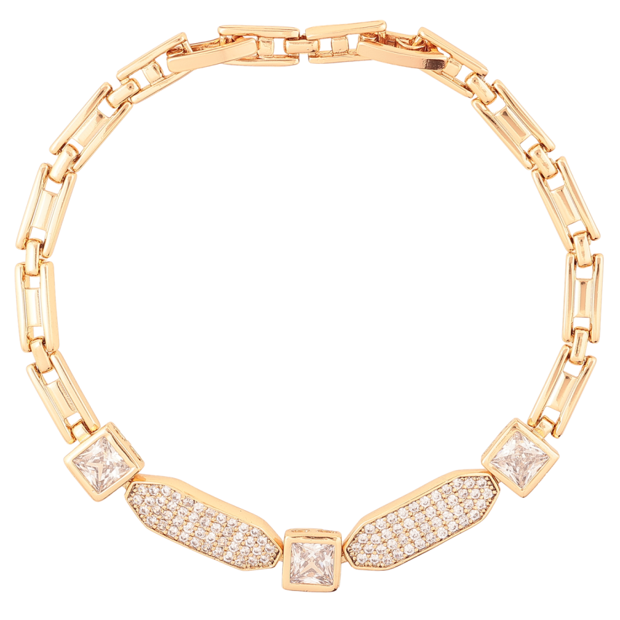 Браслет Xuping Позолота 18K «Вставка з інкрустацією цирконієм» розмір з доп. замком 17,19см х 4мм фото №1