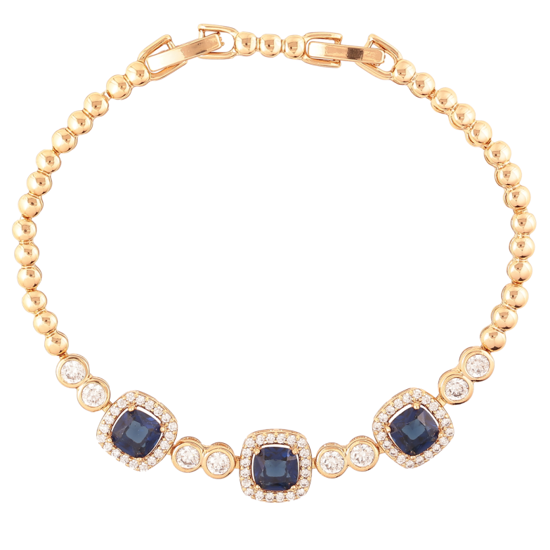 Браслет Xuping Позолота 18K Узор с цирконием и синими фианитами размер с доп. замком 17.5,19.5см х 3мм фото №1 Браслет Xuping Позолота 18K Узор с цирконием и синими фианитами размер с доп. замком 17.5,19.5см х 3мм фото №1