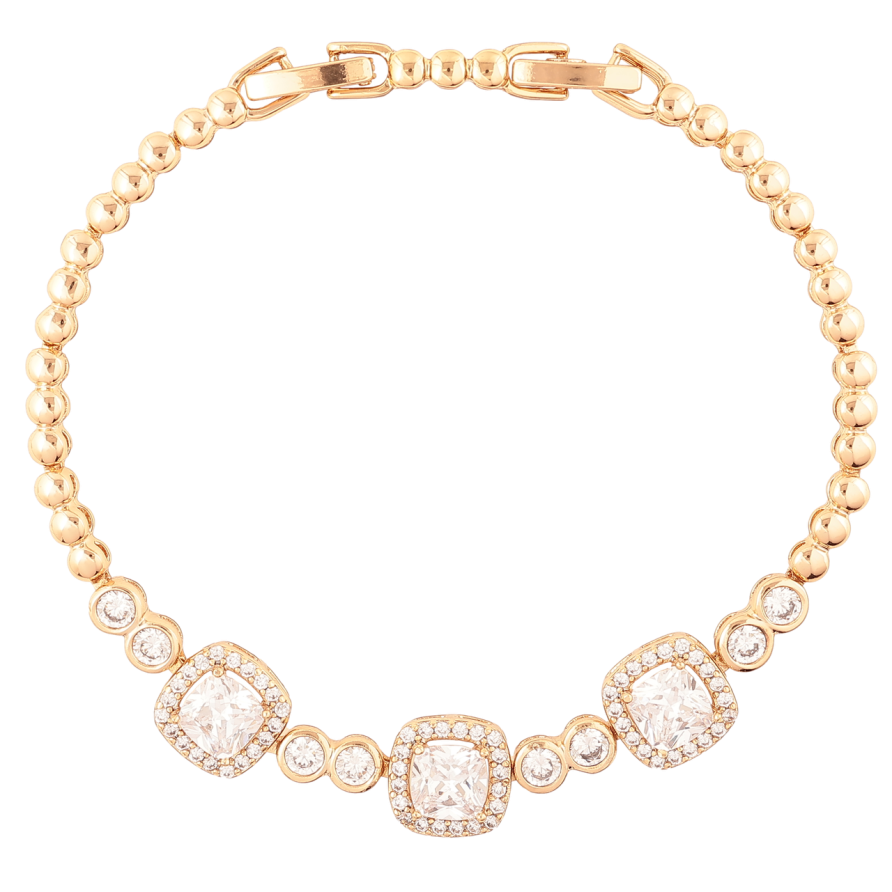 Браслет Xuping Позолота 18K «Візерунок з цирконієм і фіанітами» розмір з доп. замком 17.5,19.5см х 3мм фото №1