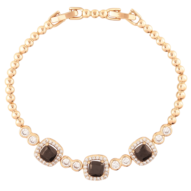 Браслет Xuping Позолота 18K «Візерунок з цирконієм і чорними фіанітами» розмір з доп. замком 17.5,19.5см х 3мм фото №1 Браслет Xuping Позолота 18K «Візерунок з цирконієм і чорними фіанітами» розмір з доп. замком 17.5,19.5см х 3мм фото №1