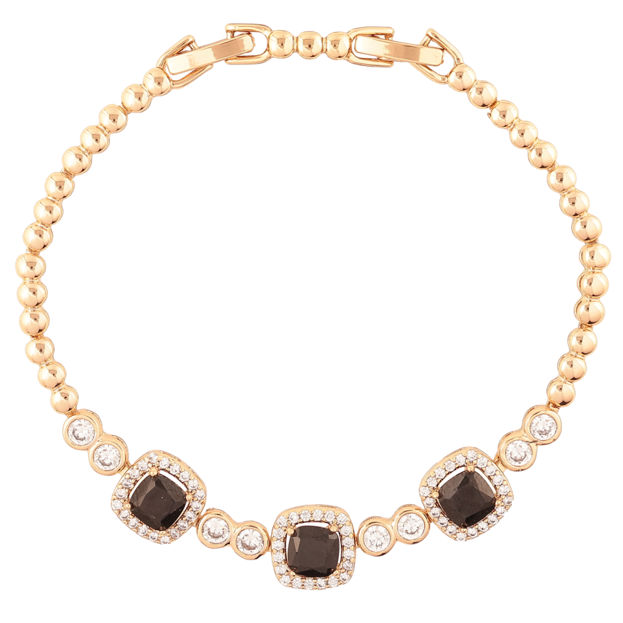 Браслет Xuping Позолота 18K Узор с цирконием и черными фианитами размер с доп. замком 17.5,19.5см х 3мм фото №1 Браслет Xuping Позолота 18K Узор с цирконием и черными фианитами размер с доп. замком 17.5,19.5см х 3мм фото №1