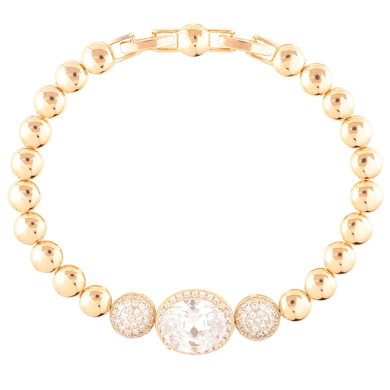 Браслет Xuping Позолота 18K «Вставка з інкрустацією цирконієм» розмір з доп. замком 17,19см х 6мм фото №1