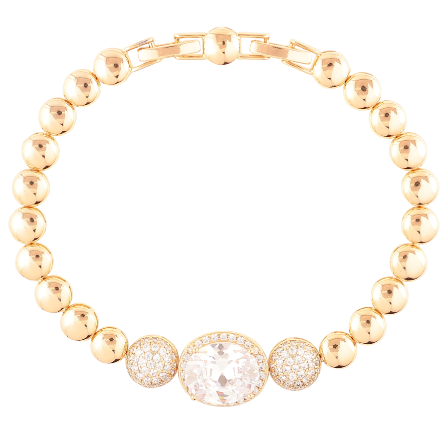 Браслет Xuping Позолота 18K «Вставка з інкрустацією цирконієм» розмір з доп. замком 17,19см х 6мм фото №1