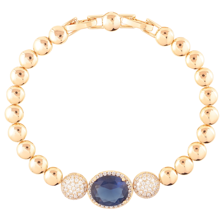 Браслет Xuping Позолота 18K Вставка с цирконием и синим фианитом размер с доп. замком 17,19см х 6мм фото №25