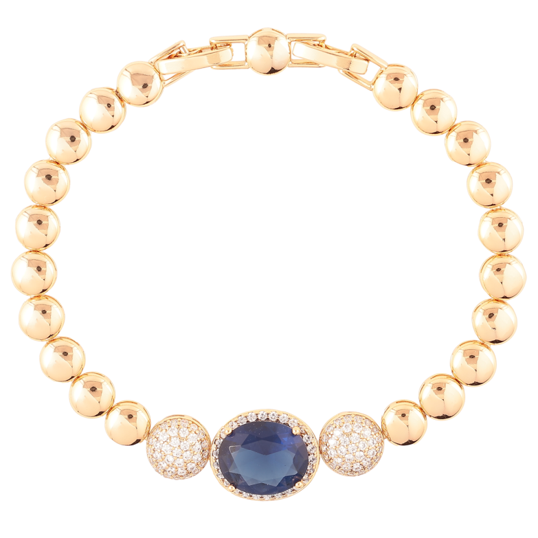 Браслет Xuping Позолота 18K Вставка с цирконием и синим фианитом размер с доп. замком 17,19см х 6мм фото №3