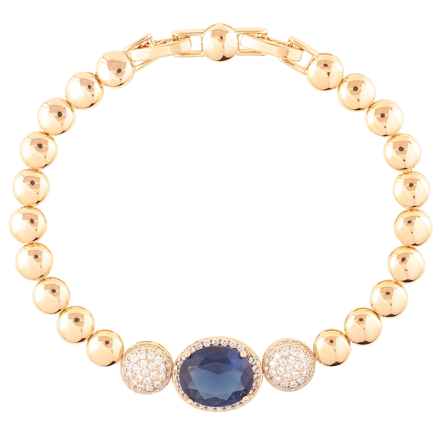 Браслет Xuping Позолота 18K Вставка с цирконием и синим фианитом размер с доп. замком 17,19см х 6мм фото №1