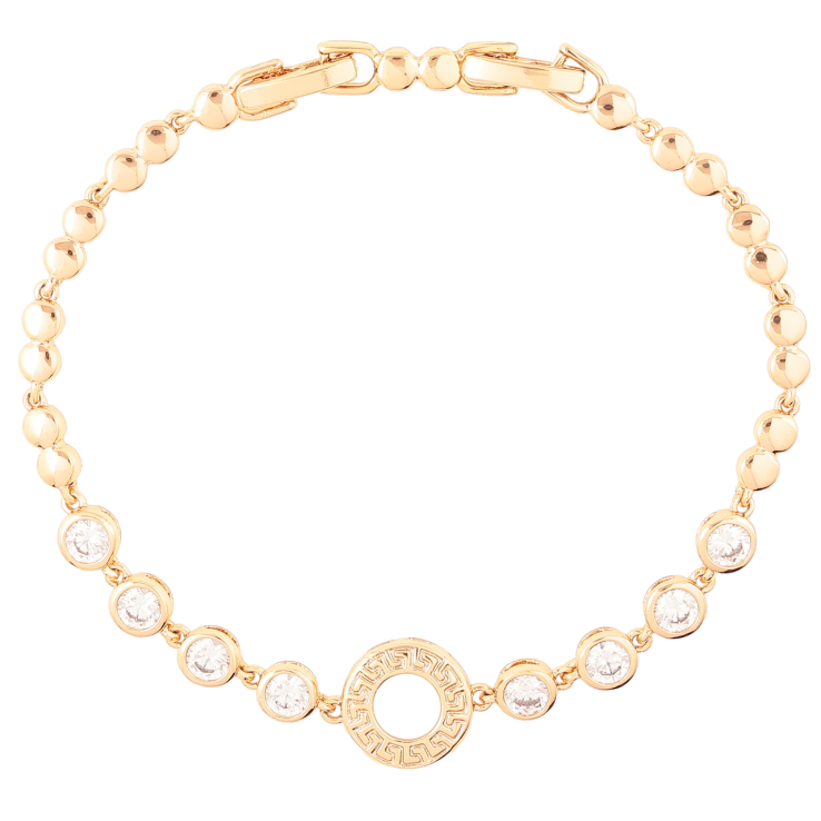 Браслет Xuping Позолота 18K Вставка колечко с фианитами размер с доп. замком 17.5,19.5см х 3.5мм фото №6