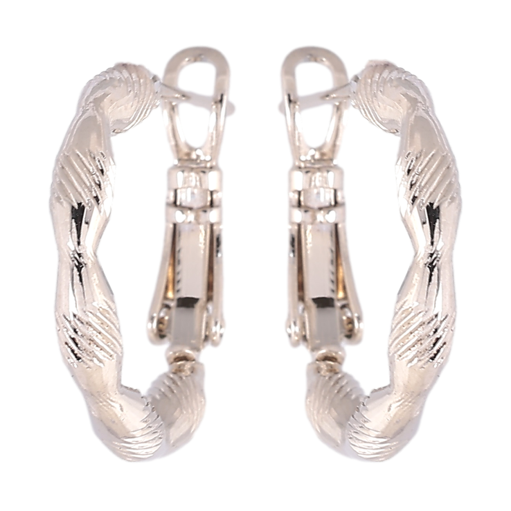 Серьги Xuping Родий кольца (конго) Фигурные с узором ø 2см фото №3