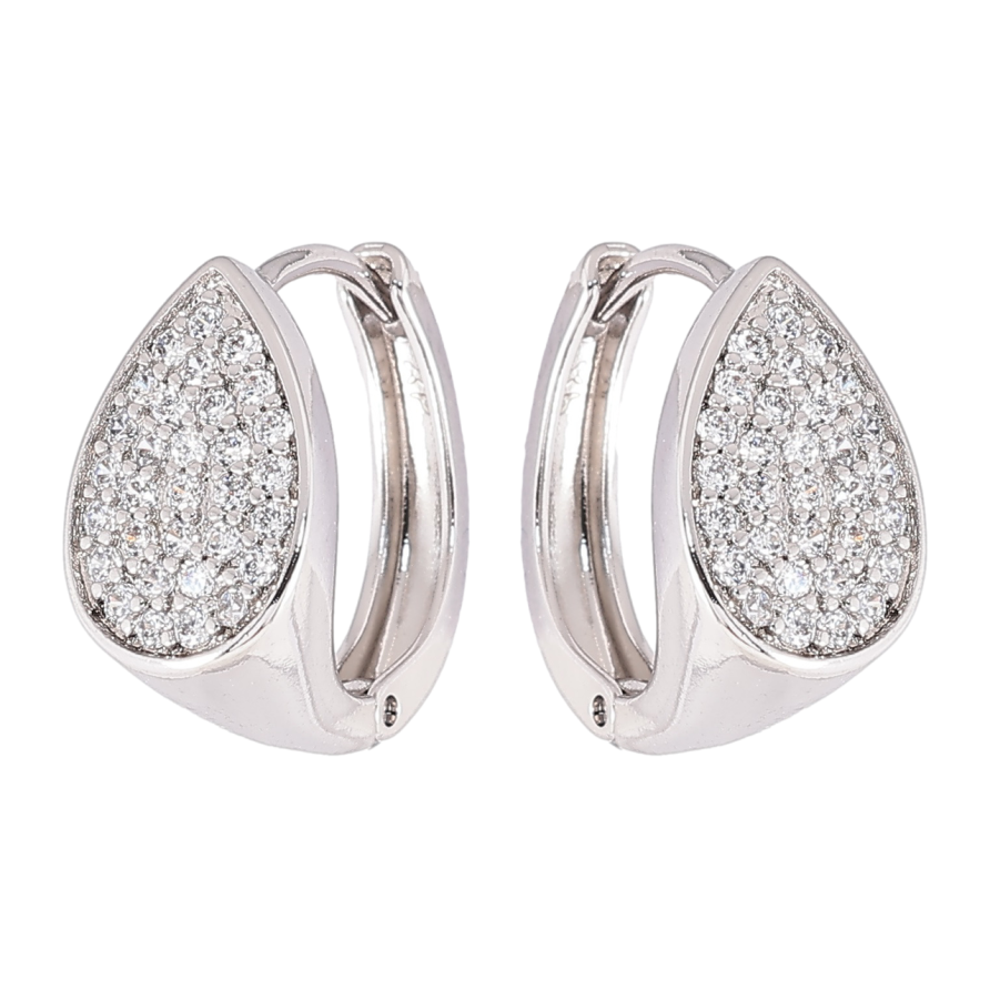 Серьги Xuping Родий колечки Капельки с инкрустацией цирконием фото №1 Серьги Xuping Родий колечки Капельки с инкрустацией цирконием фото №1