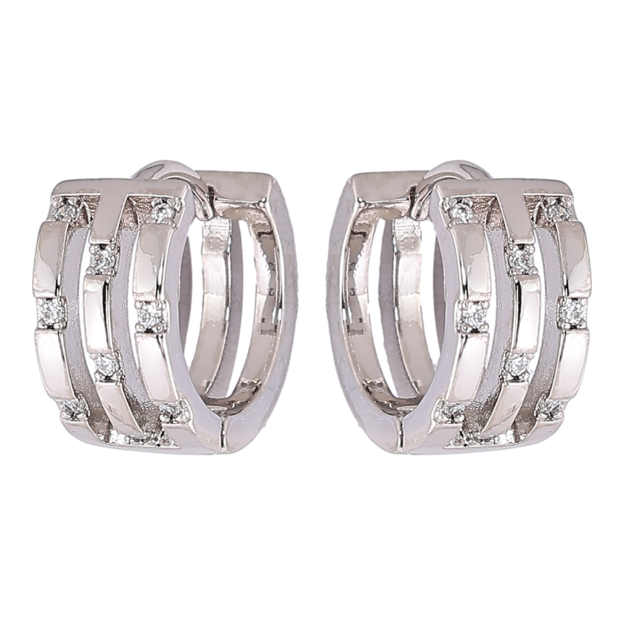 Серьги Xuping Родий колечки Узор с вставками циркония фото №1