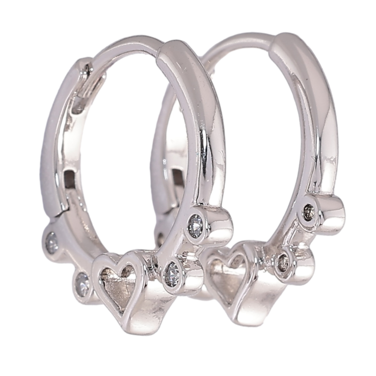 Серьги Xuping Родий колечки Боковой узор сердечко с цирконием фото №12 Серьги Xuping Родий колечки Боковой узор сердечко с цирконием фото №12