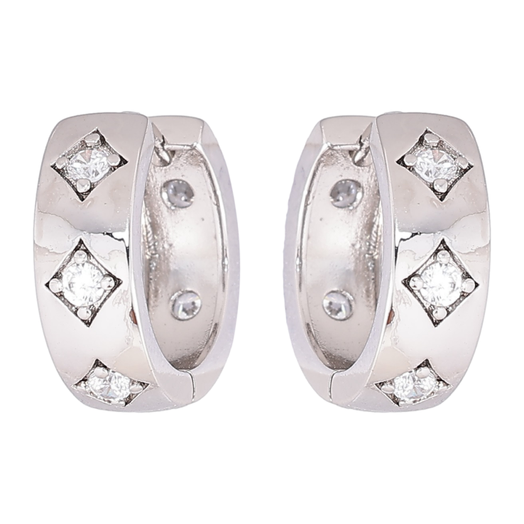 Серьги Xuping Родий колечки Ромбовый узор с цирконием фото №2 Серьги Xuping Родий колечки Ромбовый узор с цирконием фото №2