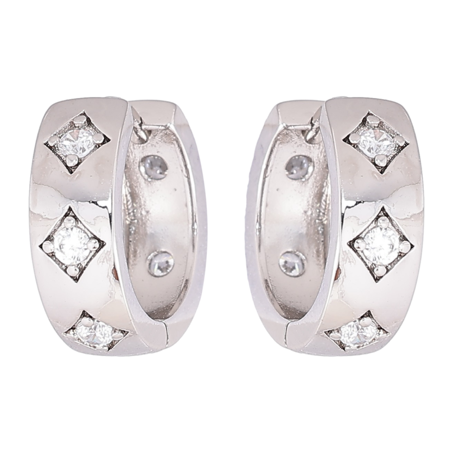 Серьги Xuping Родий колечки Ромбовый узор с цирконием фото №1