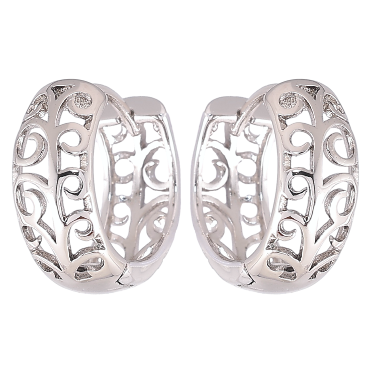Серьги Xuping Родий колечки Резной вензельный орнамент фото №10 Серьги Xuping Родий колечки Резной вензельный орнамент фото №10