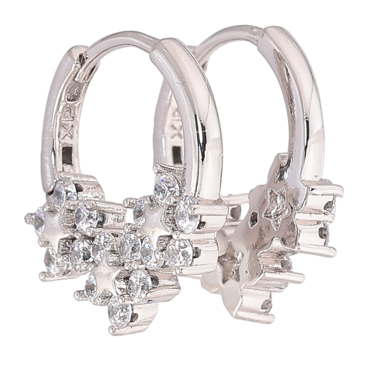 Серьги Xuping Родий колечки Боковой узор с цирконием фото №7