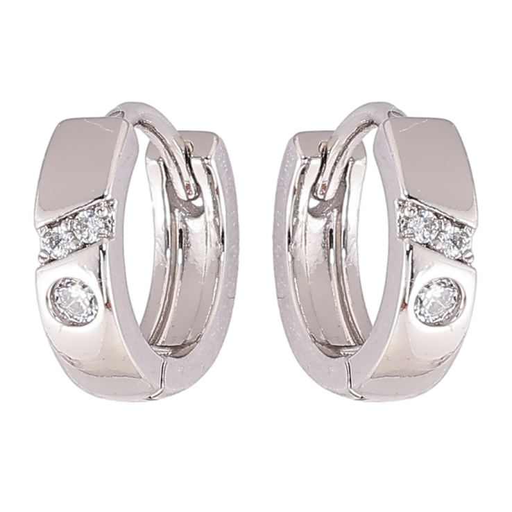 Серьги Xuping Родий колечки Узор с цирконием фото №5 Серьги Xuping Родий колечки Узор с цирконием фото №5