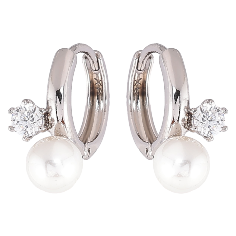 Сережки Xuping Родій колечка «Візерунок з цирконієм і перлами» фото №1