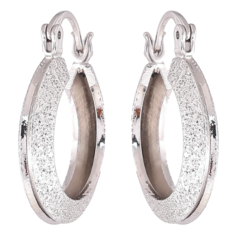 Сережки Xuping Родій замок-шпилька «Декоративні кільця з шагренью» ø 2см фото №1 Сережки Xuping Родій замок-шпилька «Декоративні кільця з шагренью» ø 2см фото №1