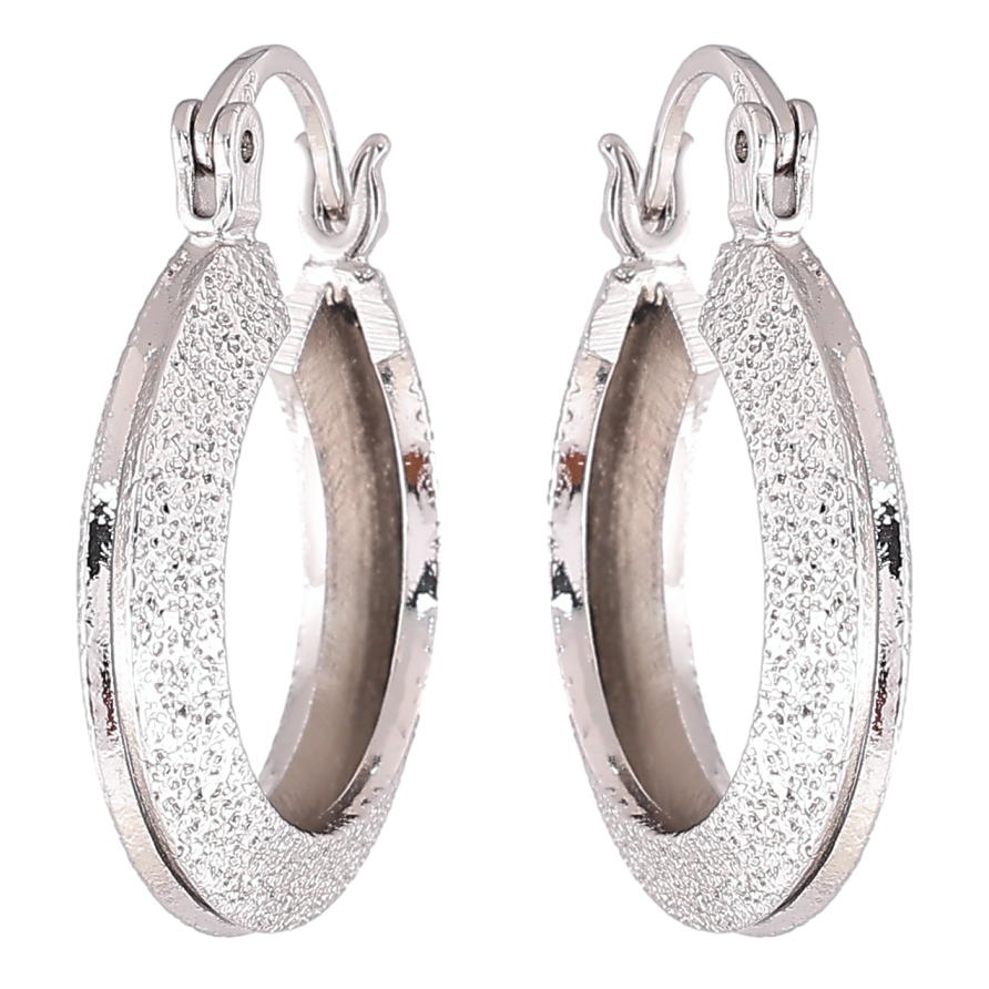 Серьги Xuping Родий замок-булавка Декоративные кольца с шагренью ø 2см фото №1 Серьги Xuping Родий замок-булавка Декоративные кольца с шагренью ø 2см фото №1