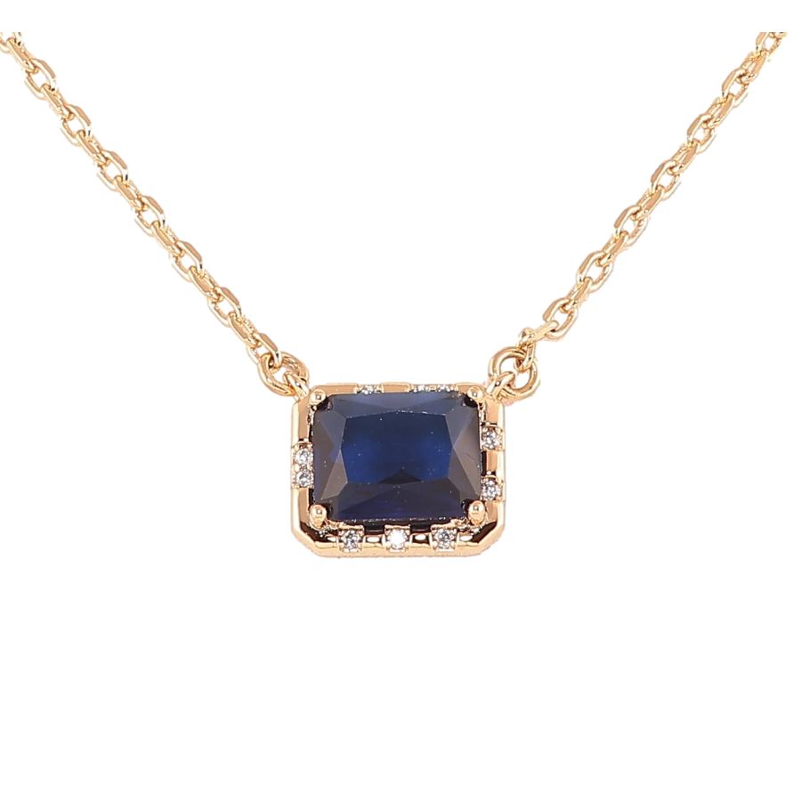 Підвіска на ланцюжку Xuping Позолота 18K «Синій фіаніт в оправі з цирконієм» довжина 45-50см х 1.5мм фото №1