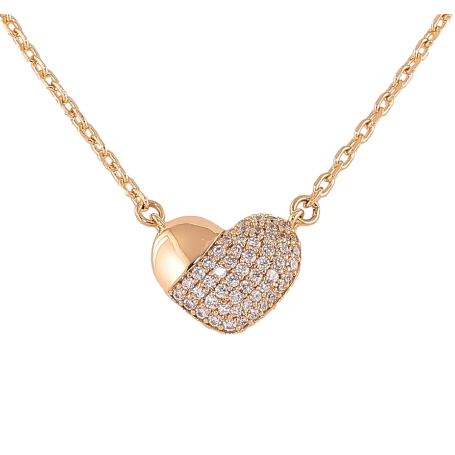 Подвеска на цепочке Xuping Позолота 18K Сердечко с инкрустацией цирконием длина 45-50см х 1.5мм фото №1