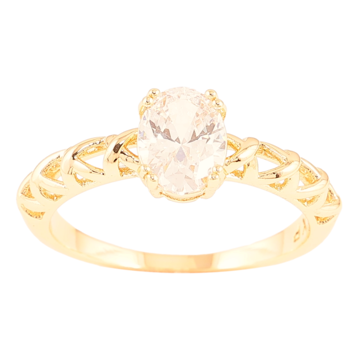 Кольцо Xuping Позолота 18K Фианит на резной шинке фото №4