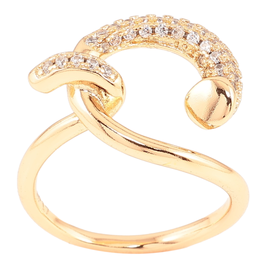 Кольцо Xuping Позолота 18K Декоративная петелька с цирконием фото №1