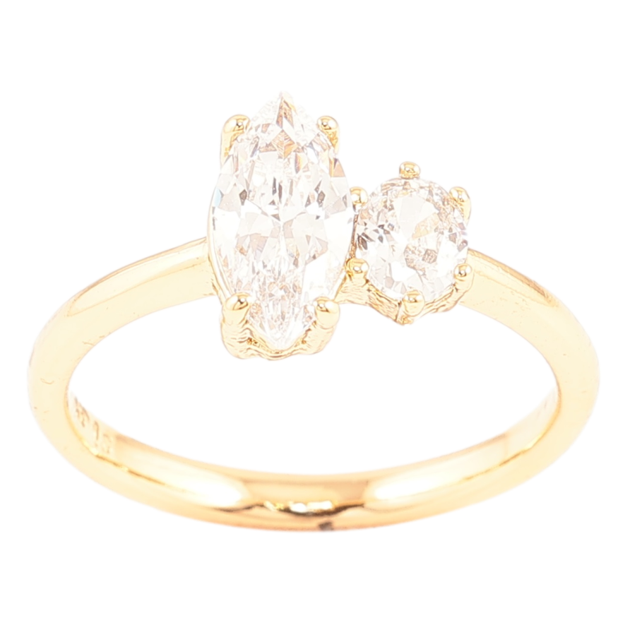 Каблучка Xuping Позолота 18K «Два кристали» фото №1