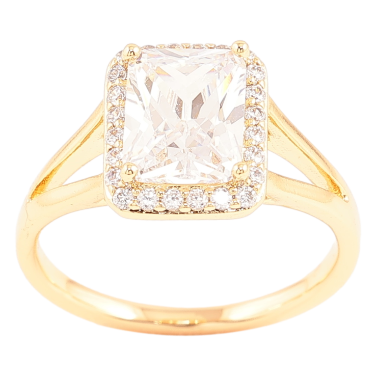 Каблучка Xuping Позолота 18K «Фіаніт в обрамленні цирконію» фото №7