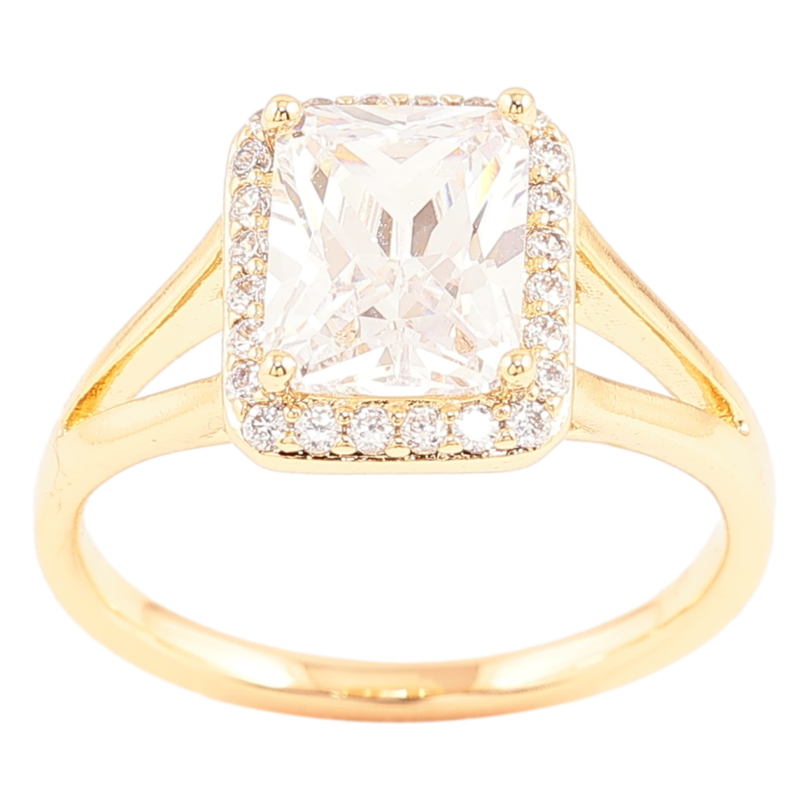 Каблучка Xuping Позолота 18K «Фіаніт в обрамленні цирконію» фото №1