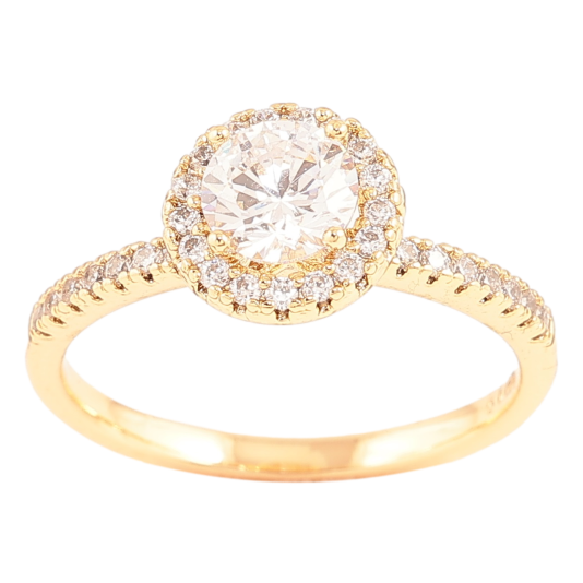 Кольцо Xuping Позолота 18K Фианит в обрамлении циркония фото №1