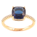 Кольцо Xuping Позолота 18K Синий фианит на дорожке циркония, 8х8мм фото №1
