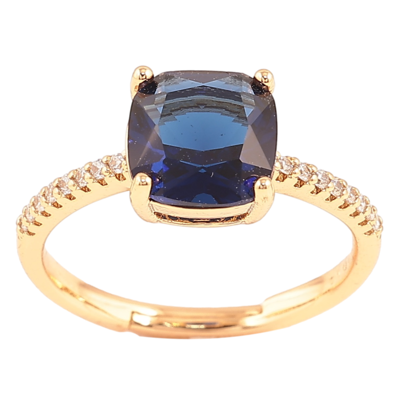 Каблучка Xuping Позолота 18K «Синій фіаніт на доріжці цирконію, 8х8мм» фото №1