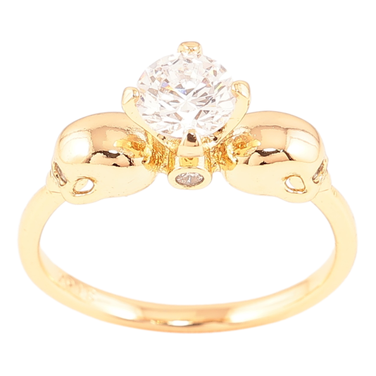 Кольцо Xuping Позолота 18K Два черепа с фианитом фото №1